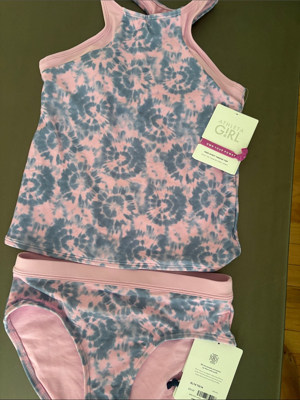 NWT Athleta Girl Free Spirit matching swimsuit set size 14.